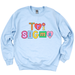 TRI SIGMA- Patchwork Sorority Crewneck Sweatshirt