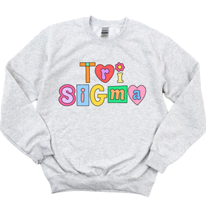 TRI SIGMA- Patchwork Sorority Crewneck Sweatshirt