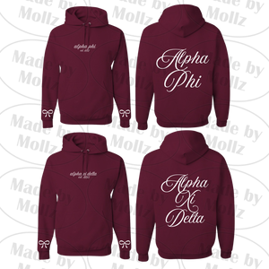 Maroon Bows and Script Hooded Sweatshirt