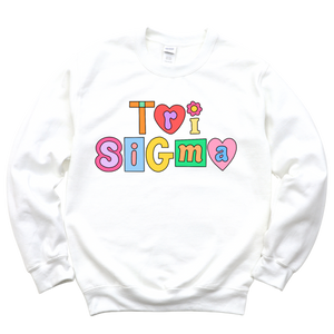 TRI SIGMA- Patchwork Sorority Crewneck Sweatshirt