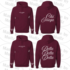 Maroon Bows and Script Hooded Sweatshirt