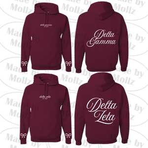 Maroon Bows and Script Hooded Sweatshirt