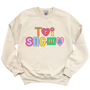 TRI SIGMA- Patchwork Sorority Crewneck Sweatshirt