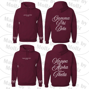 Maroon Bows and Script Hooded Sweatshirt