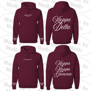 Maroon Bows and Script Hooded Sweatshirt