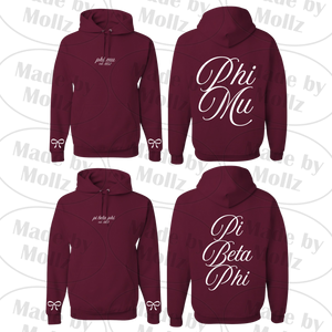 Maroon Bows and Script Hooded Sweatshirt