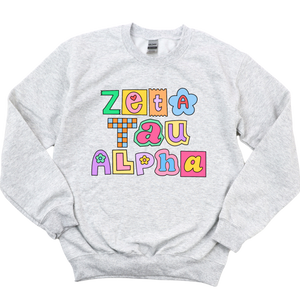 ZTA- Patchwork Sorority Crewneck Sweatshirt