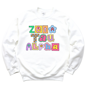 ZTA- Patchwork Sorority Crewneck Sweatshirt