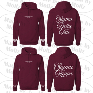 Maroon Bows and Script Hooded Sweatshirt