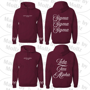 Maroon Bows and Script Hooded Sweatshirt