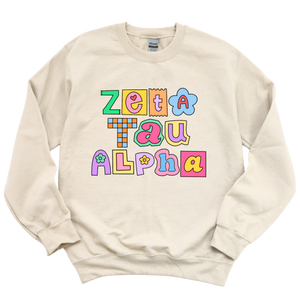 ZTA- Patchwork Sorority Crewneck Sweatshirt