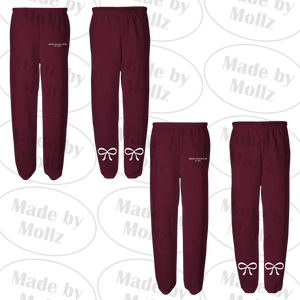 Maroon Script and Bows Sweatpants