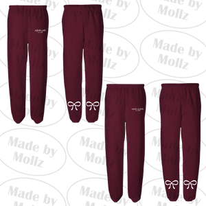 Maroon Script and Bows Sweatpants