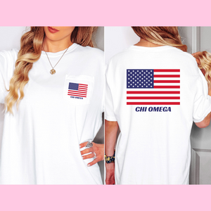 American Flag Pocket Tee