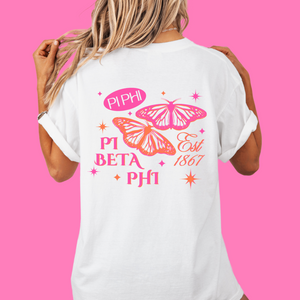 Sparkly Butterfly Pocket Sorority Tee