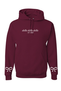 Maroon Bows and Script Hooded Sweatshirt