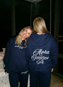 Navy Bows and Script Hooded Sweatshirt