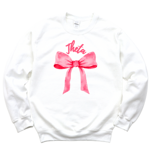 THETA- Pink Bow Sorority Crewneck Sweatshirt