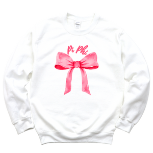 PI PHI- Pink Bow Sorority Crewneck Sweatshirt