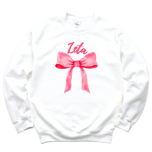 ZTA- Pink Bow Sorority Crewneck Sweatshirt