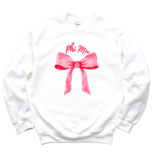 PHI MU- Pink Bow Sorority Crewneck Sweatshirt